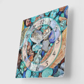 Turquoise Beach Stones Faux Stone Gem Clock Vierkante Klok (Hoek)