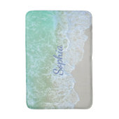 Turquoise Beach Wave, Blue Script Name of Monogram Badmat (Voorkant Verticaal)