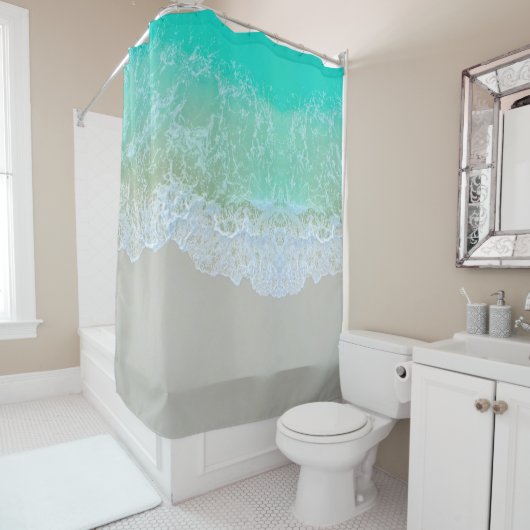 Turquoise Beach Wave Shower Curtain Douchegordijn (In situ)