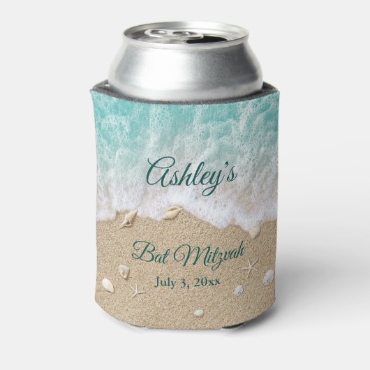 Turquoise Beach Waves Bat Mitzvah Cooler (Blikje Achterkant)