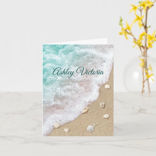 Turquoise Beach Waves Bat Mitzvah Hartelijk dank Kaart (Gele Bloem)