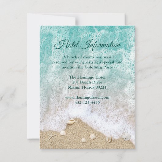 Turquoise Beach Waves Bat Mitzvah Hotel Info Kaart (Voorkant)