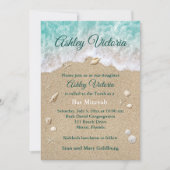 Turquoise Beach Waves Bat Mitzvah Invitation Kaart (Voorkant)