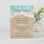 Turquoise Beach Waves Bat Mitzvah Invitation Kaart (Staand voorkant)