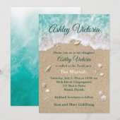 Turquoise Beach Waves Bat Mitzvah Invitation Kaart (Voorkant / Achterkant)