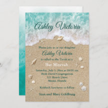 Turquoise Beach Waves Bat Mitzvah Invitation