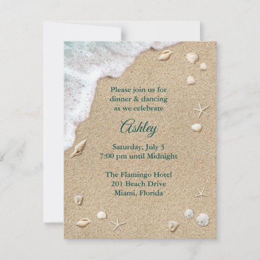 Turquoise Beach Waves Bat Mitzvah Reception Kaart (Voorkant)