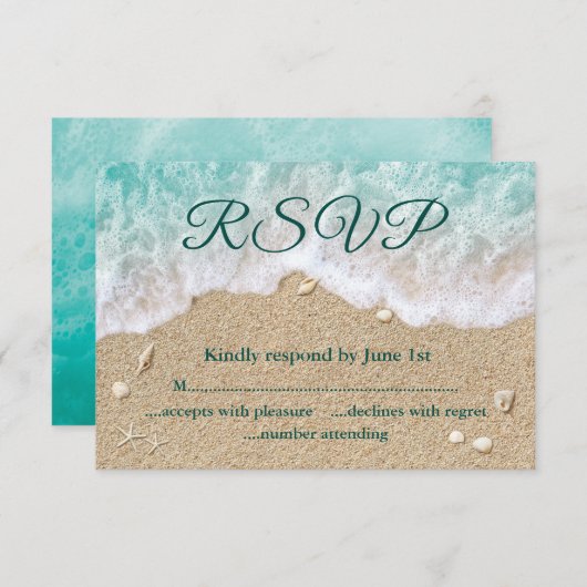 Turquoise Beach Waves Bat Mitzvah RSVP (Voorkant / Achterkant)
