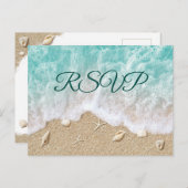 Turquoise Beach Waves Bat Mitzvah RSVP Briefkaart (Voorkant / Achterkant)