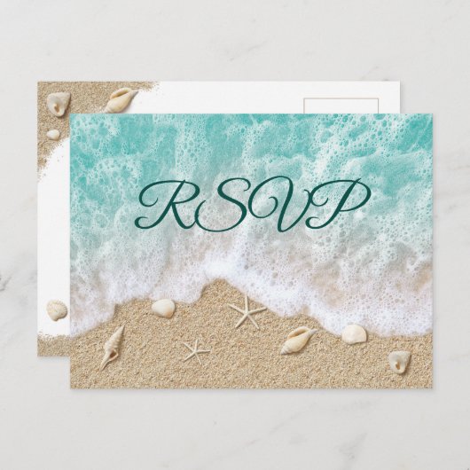 Turquoise Beach Waves Bat Mitzvah RSVP Briefkaart (Voorkant / Achterkant)
