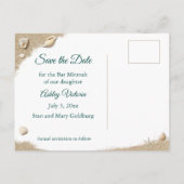 Turquoise Beach Waves Bat Mitzvah Save the Date Uitnodiging Briefkaart (Achterkant)