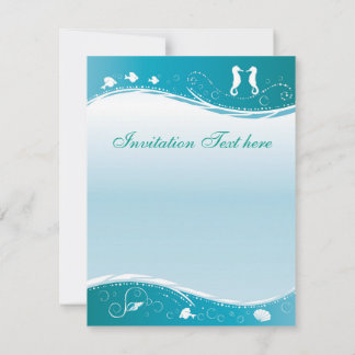 Turquoise Beach Wedding Invitation Kaart