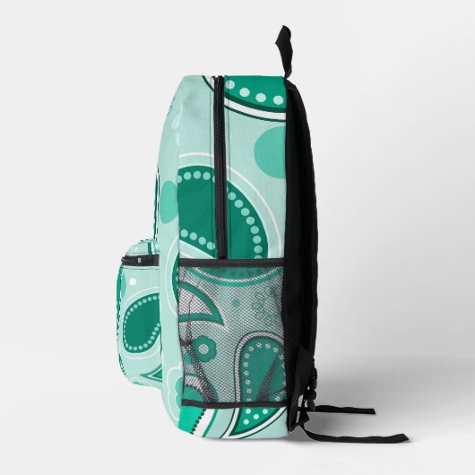 Turquoise Bedrukte Rugzak (Rechts)