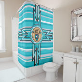 Turquoise Beer Paw Native American Shower Curtain Douchegordijn (In situ)