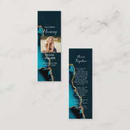 Turquoise begrafenis Bladwijzer, begrafenis Keepsa Mini Visitekaartje
