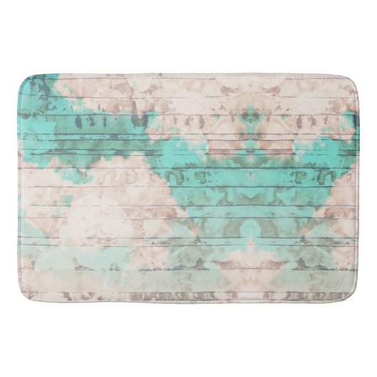 Turquoise Beige Bath Mat (Voorkant)