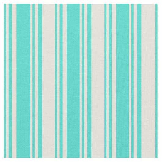 Turquoise & Beige Colored Lines/Stripes Pattern Stof (Close Up)
