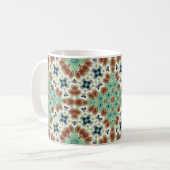 Turquoise beige kleurrijke caleidoscoop ornament koffiemok (Voorkant links)
