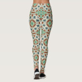 Turquoise beige kleurrijke caleidoscoop ornament leggings (Achterkant)