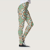 Turquoise beige kleurrijke caleidoscoop ornament leggings (Rechts)