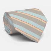 Turquoise Beige Stripes Stropdas (Opgerold)
