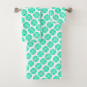 Turquoise Belarus Folk Pattern Bad Handdoek (Insitu)