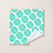 Turquoise Belarus Folk Pattern Bad Handdoek (Wasdoekje)