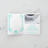 Turquoise Bells Scrollwork Design Wedding Bedankkaart (Binnen)