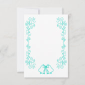 Turquoise Bells Scrollwork Design Wedding Kaart (Achterkant)