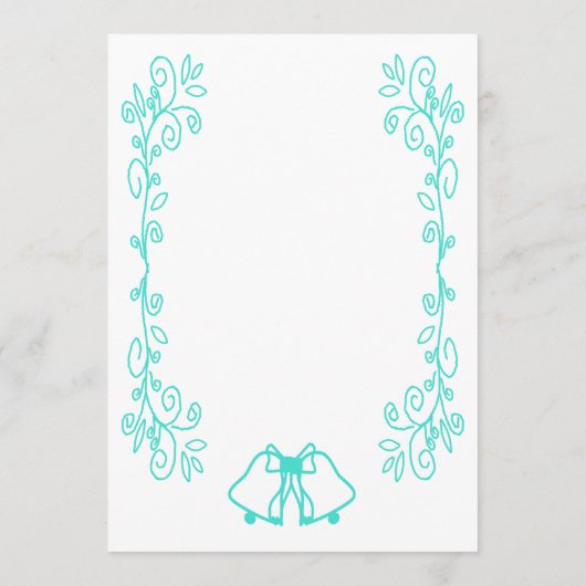 Turquoise Bells Scrollwork Design Wedding Menu (Achterkant)