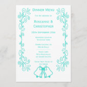 Turquoise Bells Scrollwork Design Wedding Menu (Voorkant)