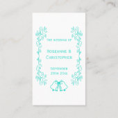 Turquoise Bells Scrollwork Design Wedding Plaatskaartje (Achterkant)