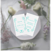 Turquoise Bells Scrollwork Design Wedding Plaatskaartje