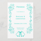 Turquoise Bells Scrollwork Design Wedding Programmakaart (Voorkant)