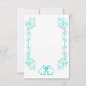 Turquoise Bells Scrollwork Design Wedding RSVP Kaartje (Achterkant)