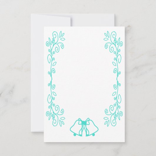 Turquoise Bells Scrollwork Design Wedding RSVP Kaartje (Achterkant)