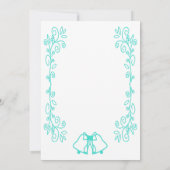 Turquoise Bells Scrollwork Huwelijksreceptie Kaart (Achterkant)