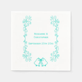 Turquoise Bells Scrollwork Huwelijksreceptie Servet