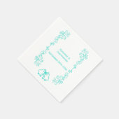 Turquoise Bells Scrollwork Huwelijksreceptie Servet (Hoek)