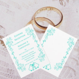 Turquoise Bells Scrollwork Trouwreceptie Kaart