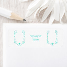 Turquoise Bells Scrollwork Wedding Retouradres Etiket