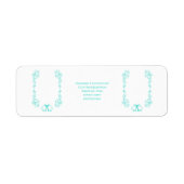 Turquoise Bells Scrollwork Wedding Retouradres Etiket (Voorkant)
