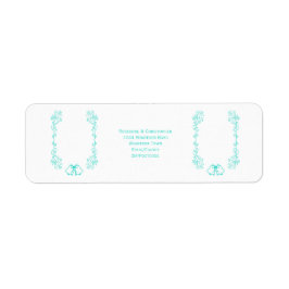 Turquoise Bells Scrollwork Wedding Retouradres Etiket
