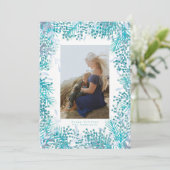 Turquoise Bessen Kerstvakantie Fotokaart Feestdagenkaart (Staand voorkant)