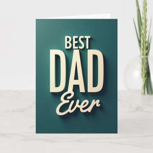 Turquoise Beste Papa Ooit Type Kaart (Voorkant)