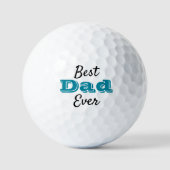 Turquoise beste papa ooit typografie cool modern golfballen (Voorkant)