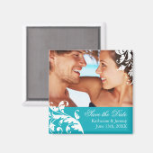 Turquoise Bewaar de Datum Bruiloft Magneet (Voorkant / Achterkant)