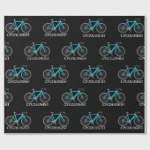 Turquoise Bicycle met Cycologistische tekst Cadeaupapier (Vlak)