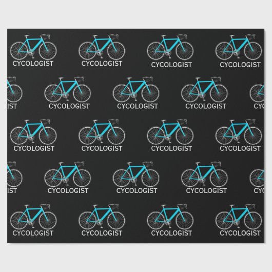 Turquoise Bicycle met Cycologistische tekst Cadeaupapier (Vlak)