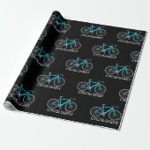 Turquoise Bicycle met Cycologistische tekst Cadeaupapier (Uitgerold)